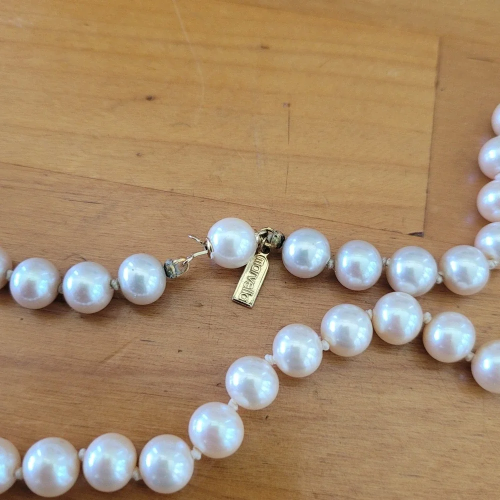 Vintage MARVELLA Faux Pearl Necklace 28 Inch Knotted Long Strand 64g